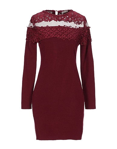 CASHMERE COMPANY Sheath dress Plum 50% Wool, 30% Cashmere, 15% Nylon, 5% Elastane