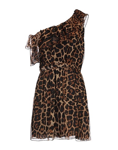 SAINT LAURENT One-shoulder dress Brown 100% Silk