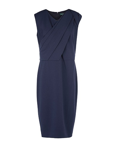 LAUREN RALPH LAUREN Midi dress RUCHED CREPE DRESS
 Midnight blue 94% Polyester, 6% Elastane