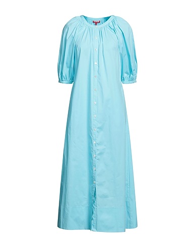 STAUD Long dress Turquoise 98% Cotton, 2% Elastane