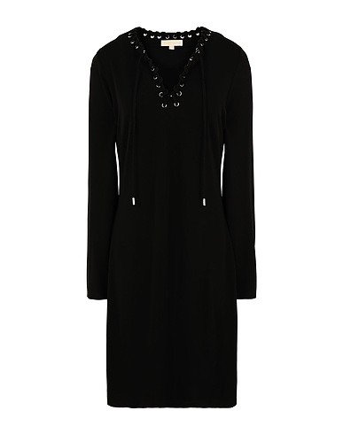 MICHAEL MICHAEL KORS Sheath dress ELV LACEUP LS DRESS
 Black 95% Viscose, 5% Elastane