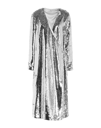 GANNI Midi dress Silver 100% Polyester