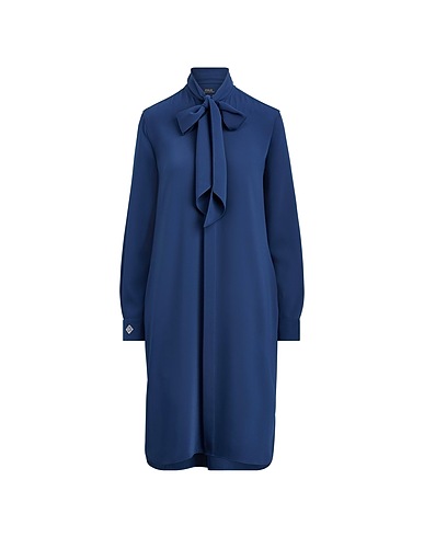 POLO RALPH LAUREN Midi dress NICKTIE TWILL SHIRTDRESS Blue 100% Polyester