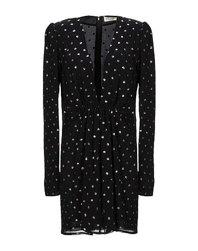 SAINT LAURENT Pleated dress Black 100% Viscose, Polyamide, Silk