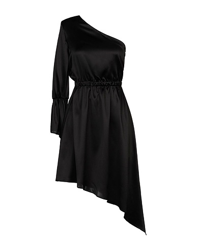 FEDERICA TOSI One-shoulder dress Black 97% Polyester, 3% Elastane