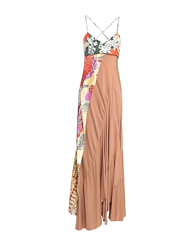 CHLOÉ Long dress Camel 100% Silk, Viscose, Elastane