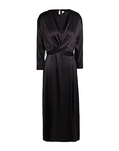 L' AUTRE CHOSE Midi dress Black 93% Silk, 7% Elastane