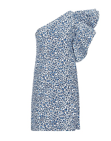 WEILI ZHENG One-shoulder dress Blue 97% Cotton, 3% Elastane