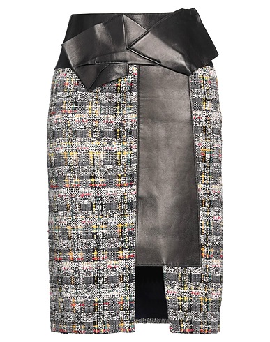 MCQUEEN Midi skirt Black 39% Cotton, 29% Viscose, 26% Wool, 6% Other Fibres, Lambskin