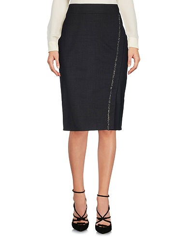 ANGELO MARANI Midi skirt Charcoal 95% Virgin Wool, 5% Elastane