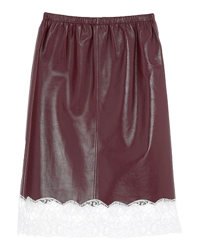 CALVIN KLEIN 205W39NYC Midi skirt Burgundy 100% Lambskin