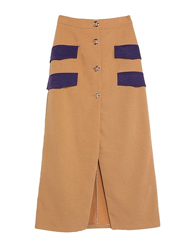 WEILI ZHENG Long skirt Camel 80% Polyester, 20% Elastane