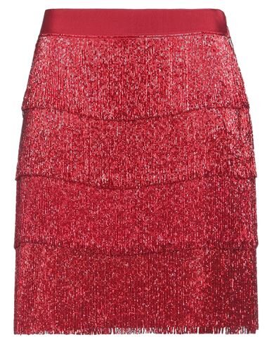 Shop Alberta Ferretti Woman Mini Skirt Red Size 6 Acetate, Silk, Polyamide, Glass, Cotton