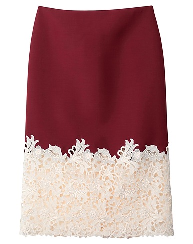 VALENTINO GARAVANI Midi skirt Burgundy 65% Virgin Wool, 35% Silk, Cotton, Polyester
