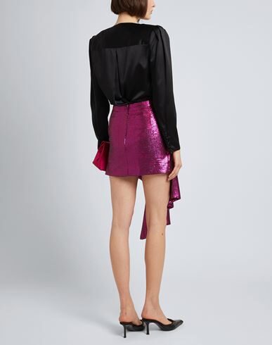 Halpern Asymmetric Sequined Tulle Mini Skirt In Pink