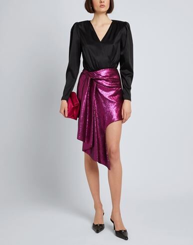 Halpern Asymmetric Sequined Tulle Mini Skirt In Pink