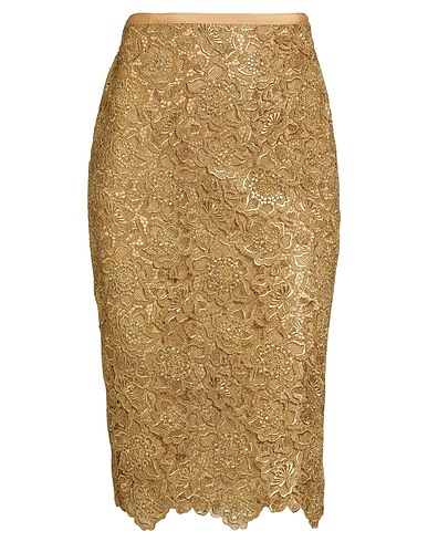 VALENTINO GARAVANI Midi skirt Gold 76% Polyester, 13% Viscose, 11% Metallic fiber