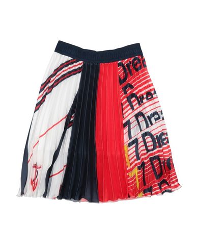 Msgm Multicolor Skirt With Logos For Girl In Red