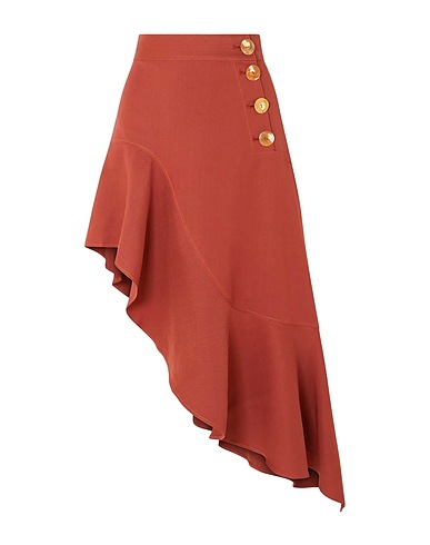 REJINA PYO Mini skirt Brown 63% Linen, 34% Polyester, 3% Polyurethane