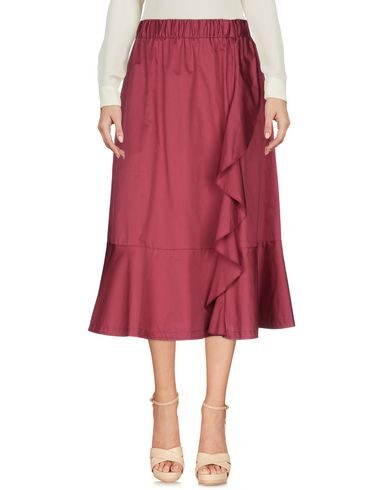 Shop Kaos Jeans Woman Midi Skirt Burgundy Size 6 Cotton In Red