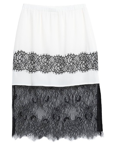 TWINSET Midi skirt Ivory 100% Silk, Polyamide, Cotton
