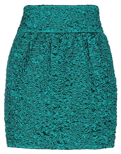SAINT LAURENT Mini skirt Emerald green 100% Silk, Polyester
