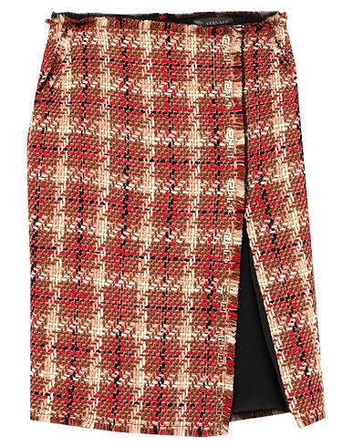 VERSACE Midi skirt Brown 97% Virgin Wool, 3% Polyamide, Silk