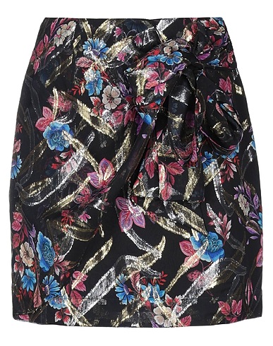 PINKO Mini skirt Black 73% Silk, 27% Metallic fiber