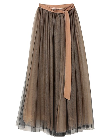 TWINSET Long skirt Khaki 100% Polyester, Polyamide