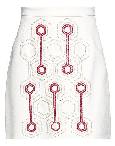 ELISABETTA FRANCHI Mini skirt Cream 89% Viscose, 11% Wool, Plastic, Glass, Metal