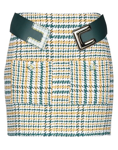 ELISABETTA FRANCHI Mini skirt Green 70% Cotton, 23% Polyester, 7% Other Fibres, Synthetic leather