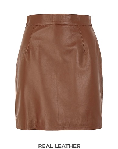 8 by YOOX Mini skirt LEATHER ESSENTIAL MINI SKIRT
 Brown 100% Lambskin
