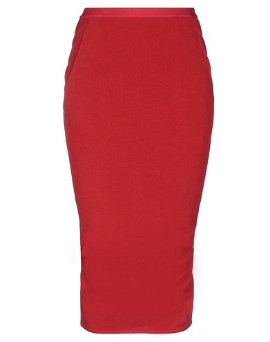 RICK OWENS Midi skirt Red 64% Cotton, 34% Viscose, 1% Elastane, 1% Polyamide