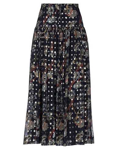 CHLOÉ Midi skirt Midnight blue 100% Silk, Metallic fiber