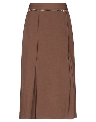 VICTORIA BECKHAM Gonna midi Marrone 100% Lana Vergine, Pelle, Corno