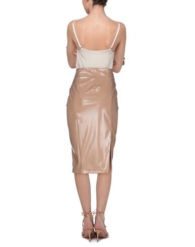 SEVENTY SERGIO TEGON 10 COLLECTION SEVENTY VENEZIA WOMAN MIDI SKIRT CAMEL SIZE 8 POLYESTER, POLYURETHANE COATED 35452520TO 5