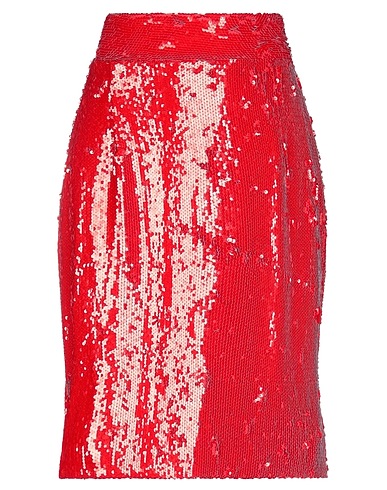 DONDUP Midi skirt Red 97% Polyester, 3% Elastane