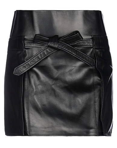SAINT LAURENT ミニスカート ブラック 羊革（ラムスキン） 100%