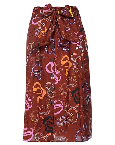 OTTOD'AME Midi skirt Brown 100% Cotton