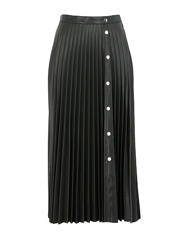 TOPSHOP Midi skirt BLUE PLEATED PU BUTTON DOWN MIDI SKIRT
 Dark green 100% Polyurethane