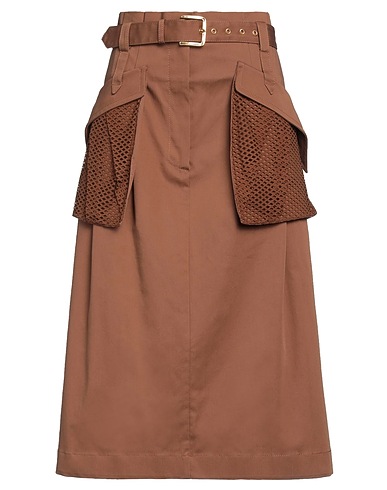 ALBERTA FERRETTI Midi skirt Brown 97% Cotton, 3% Elastane, Polyurethane, Polyamide