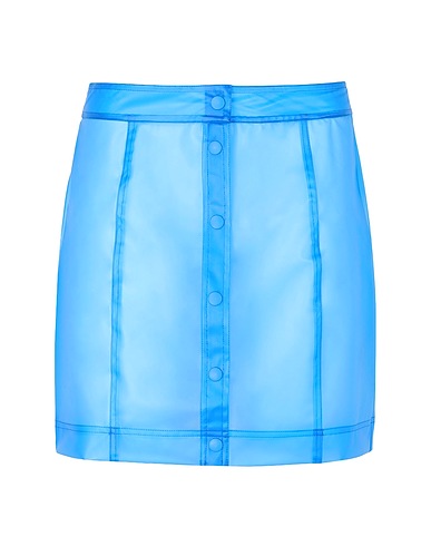 8 by YOOX Mini skirt VINYL FULL-BUTTON MINI OVER-SKIRT
 Azure 100% Polyurethane