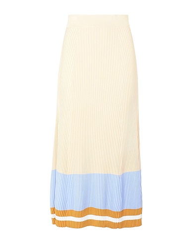 8 by YOOX Midi skirt RIB-KNIT STRIPED MIDI SKIRT
 Beige 85% Viscose, 13% Polyester, 2% Elastane
