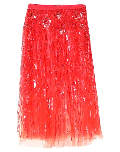 ELISABETTA FRANCHI Midi skirt Red 100% Polyamide, Plastic, Glass, Viscose