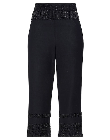 TWINSET Pantalone Nero 55% Cotone, 45% Lino, Poliestere