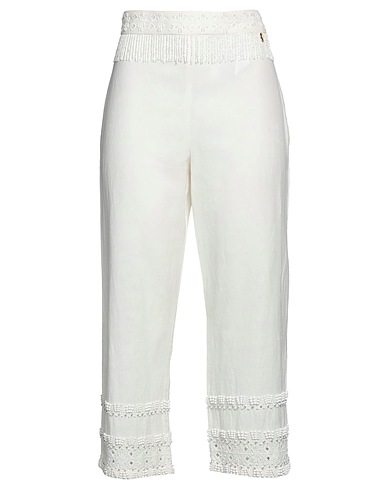 TWINSET Pantalone Off white 55% Cotone, 45% Lino, Poliestere