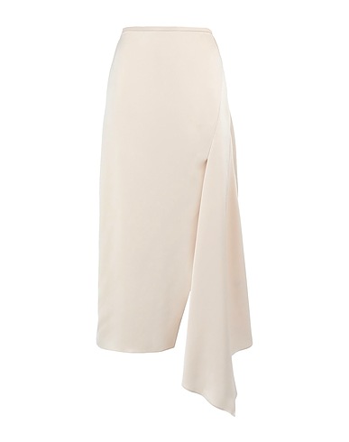 8 by YOOX Maxi Skirts SATIN HIGH-WAIST FRONT SPLIT MIDI SKIRT
 Beige 65% Triacetate, 35% Polyester