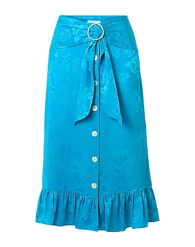 ART DEALER. Midi skirt Azure 84% Acetate, 12% Silk, 4% Polyamide