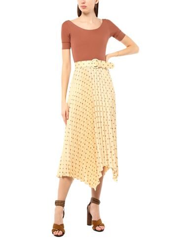 Sandro Pleated And Printed Skirt With Belt In Yellow