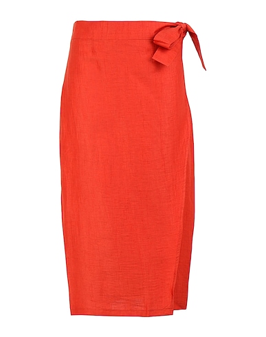8 by YOOX Midi skirt LINEN HIGH-WAIST WRAP MIDI SKIRT
 Rust 88% Linen, 12% Polyamide